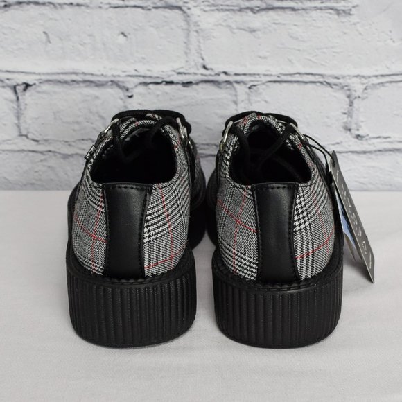 NEW IN BOX T.U.K. Footwear Grey Plaid Viva Low Creeper - Picture 5 of 7